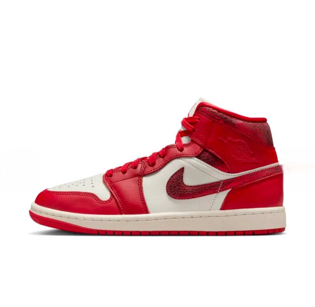 Nike Air Jordan 1 Mid Sail Metallic Red