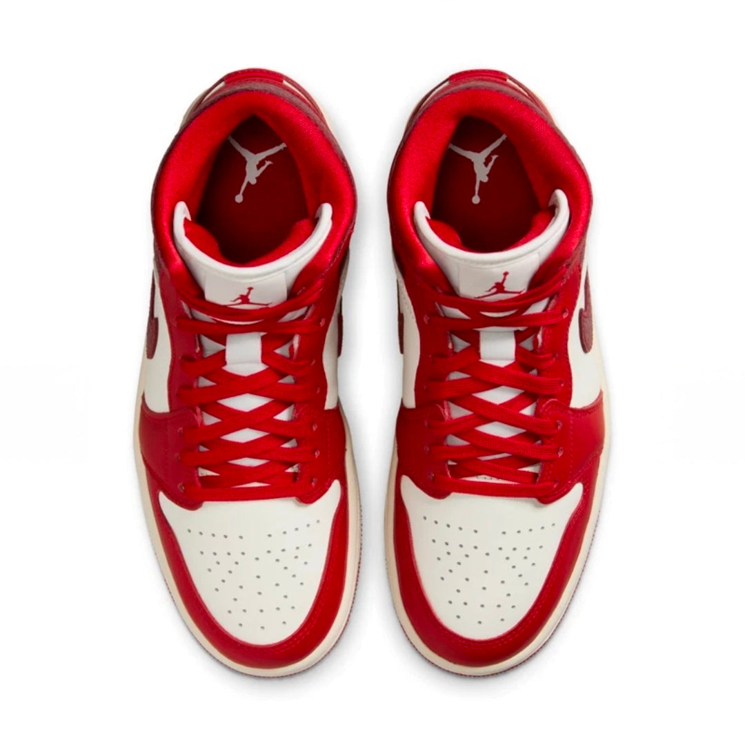 Nike Air Jordan 1 Mid Sail Metallic Red