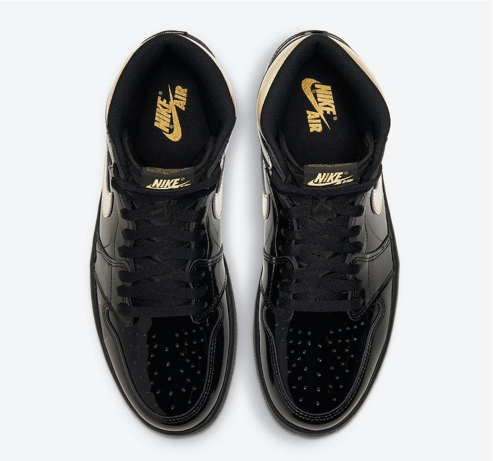 Nike Air Jordan 1 High OG Patent Black Gold
