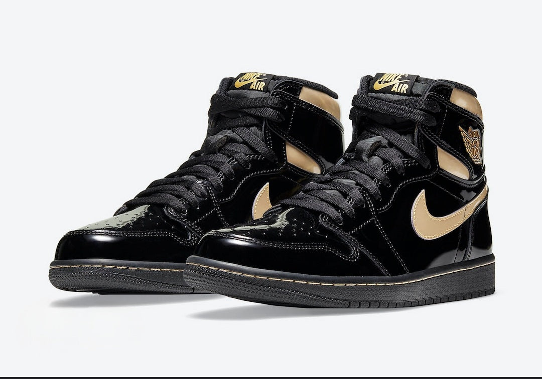Nike Air Jordan 1 High OG Patent Black Gold