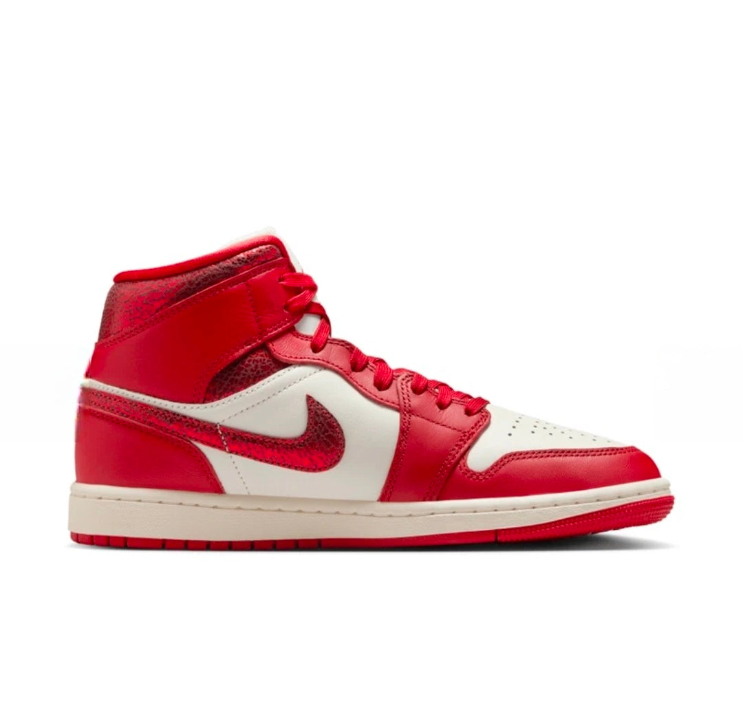 Nike Air Jordan 1 Mid Sail Metallic Red